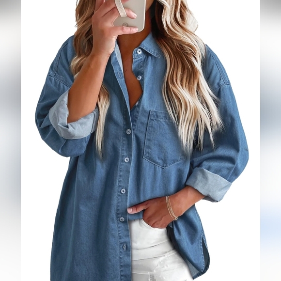 Sonoma Tops - Vintage Blue Denim Button Up Shirt Sonoma Genuine Jean Company Misses Medium